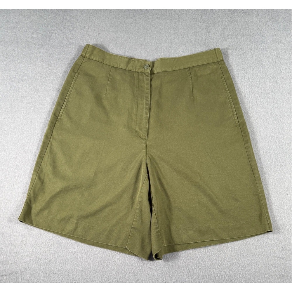 Liz Golf Liz Claiborne Womens 12 Olive Green Bermuda Shorts High Rise Tencel